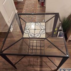Elevated Tall Metal Table With glass Top - Table Only