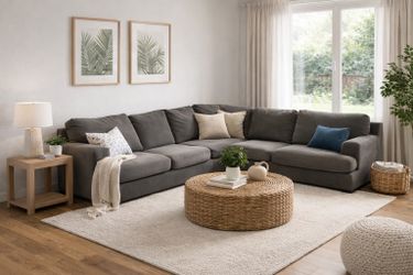 Crate & Barrel Lounge 3-Piece Charcoal Gray L-Shaped Sectional Sofa