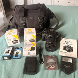 Canon EOS Rebel SL1 / 100D DSLR Camera w EF-S 55-250mm Lens Case 1.6K Shutter