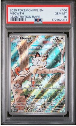 2025 Pokemon Phantasmal Flames Meowth #106/094 Illustration Rare PSA 10 GEM MINT