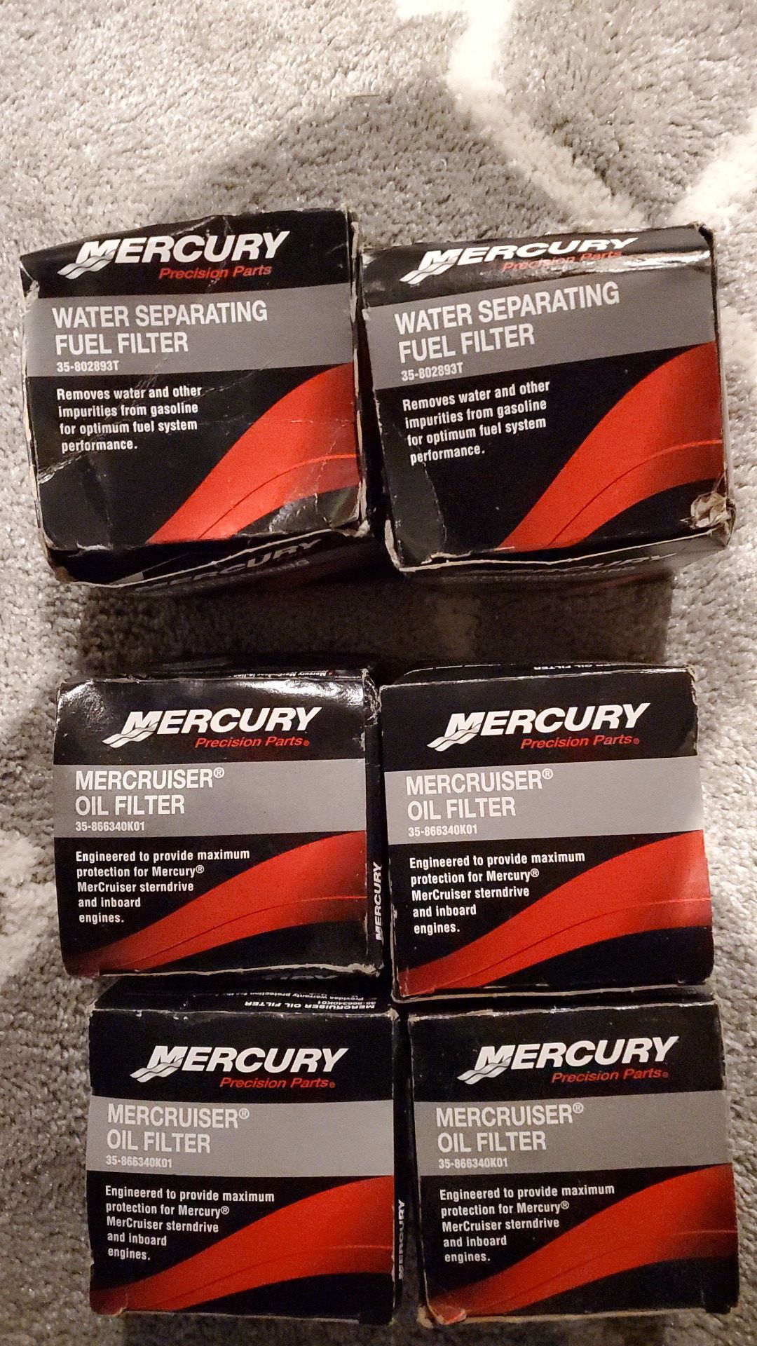 New In Box Mercury Marine Oil and Fuel filters