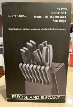 HUNTER.DUAL DF-15 PRO MAX 19-Piece Knife Set, High-Carbon Steel, Block