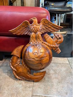 US Marine Corps, solid carved wood eagle
