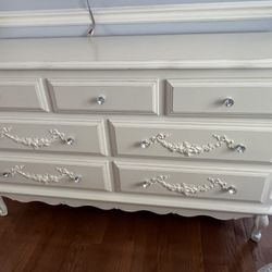 AFK White French 7 Drawer Girls Dresser $500 And Corner Shelf Unit $300 / $200 White Desk And Chair Originally $6000 Must Go Asap 