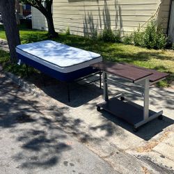 Bed Frame, Mattress, Table