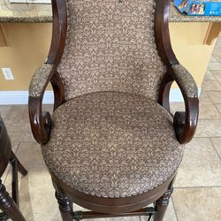 Set of 4 Swivel Bar Stools – Upholstered Wood