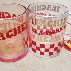 New Teacher Gift Glass Mugs (2)