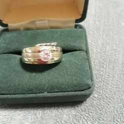 Sterling Silver Cz Two Toned Mens Ring Sz 9