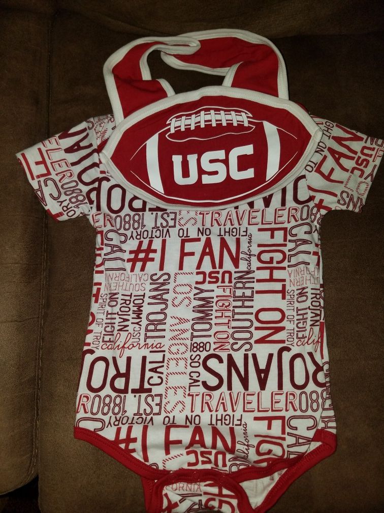 USC Trojans onesie and bib Fight On infant toddler clothes