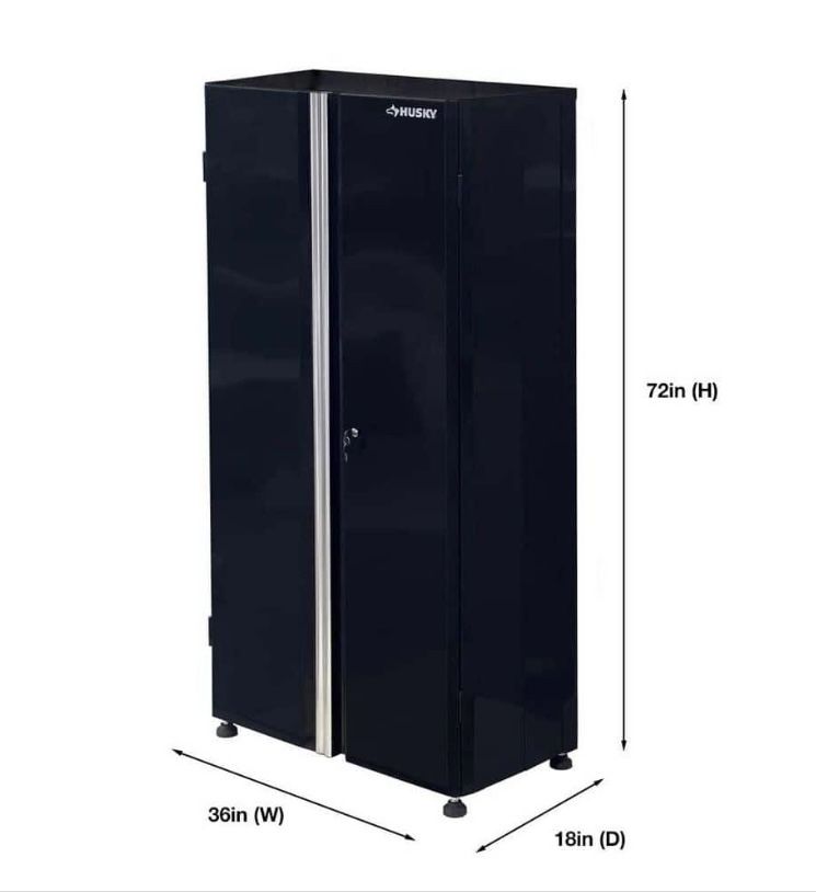 Husky Metal System 36 in. W x 73 In. H x 19 in. D 22-Gauge 3- Shelf Steel Freestanding Cabinet in Black