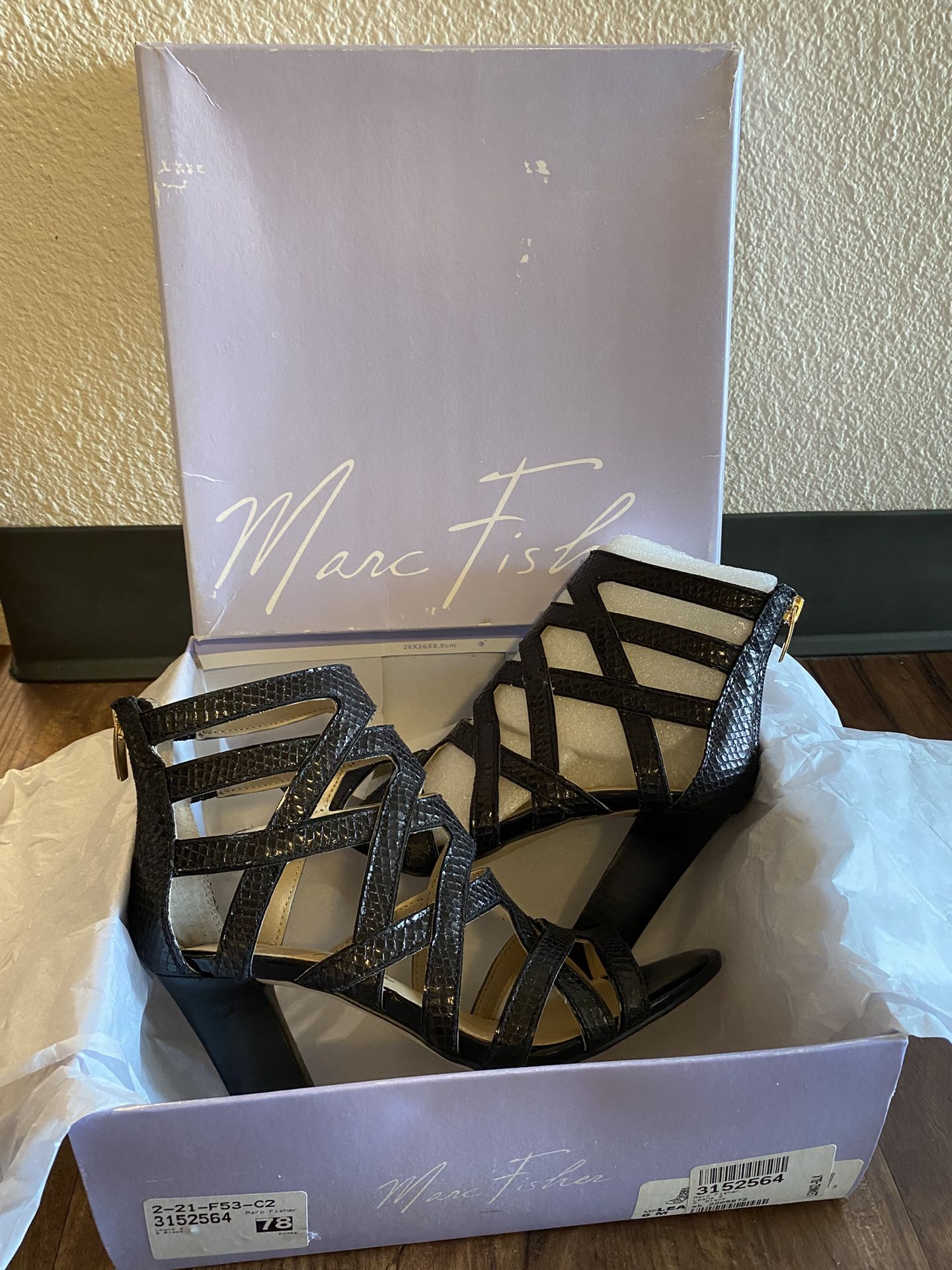 Brand New Woman’s Marc Fisher brand Black Leather High Heel Shoes Up for Sale