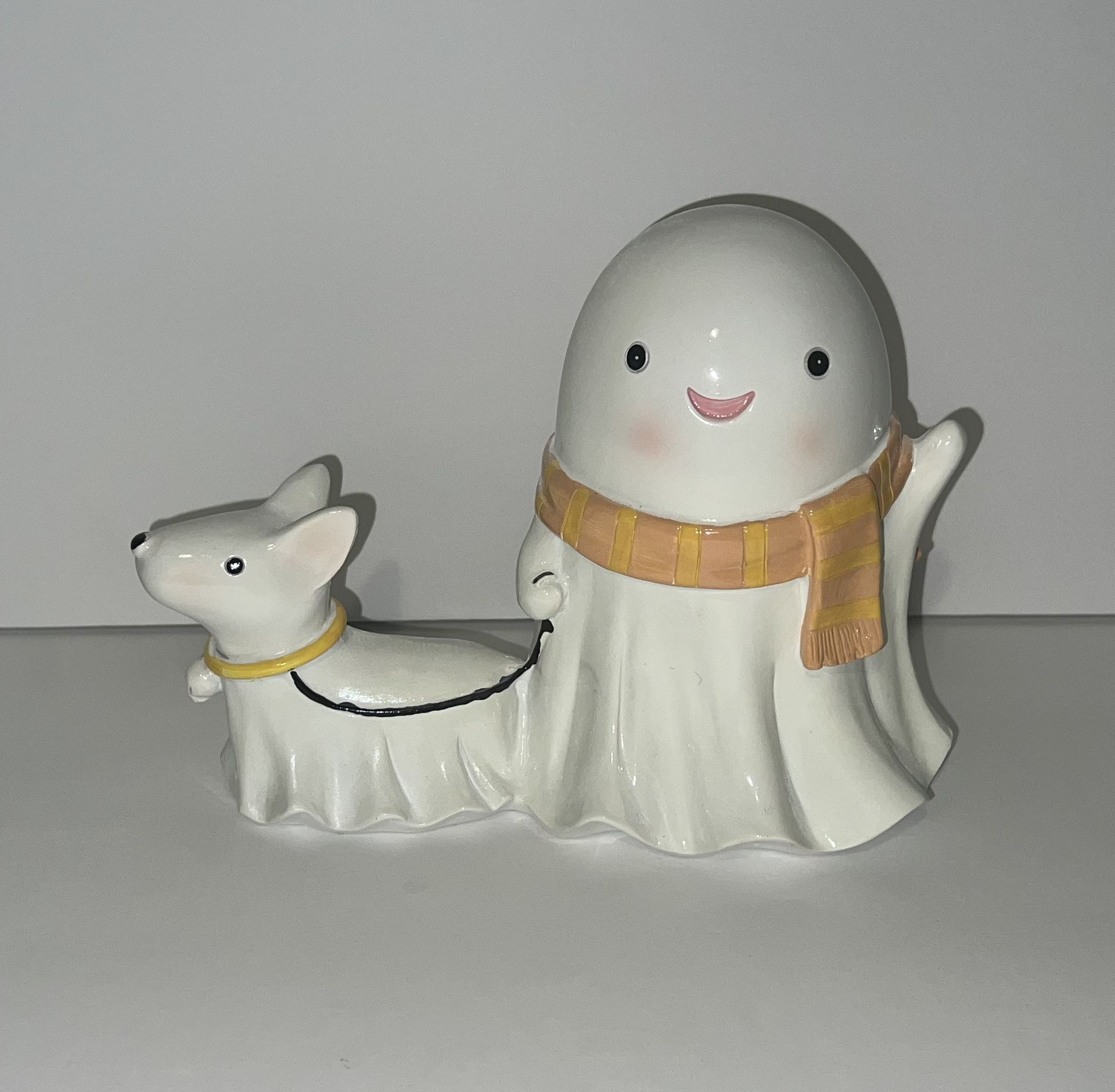 Halloween Ghost Walking Dog Statue