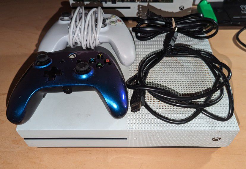 Xbox One S With Controllers And Cables