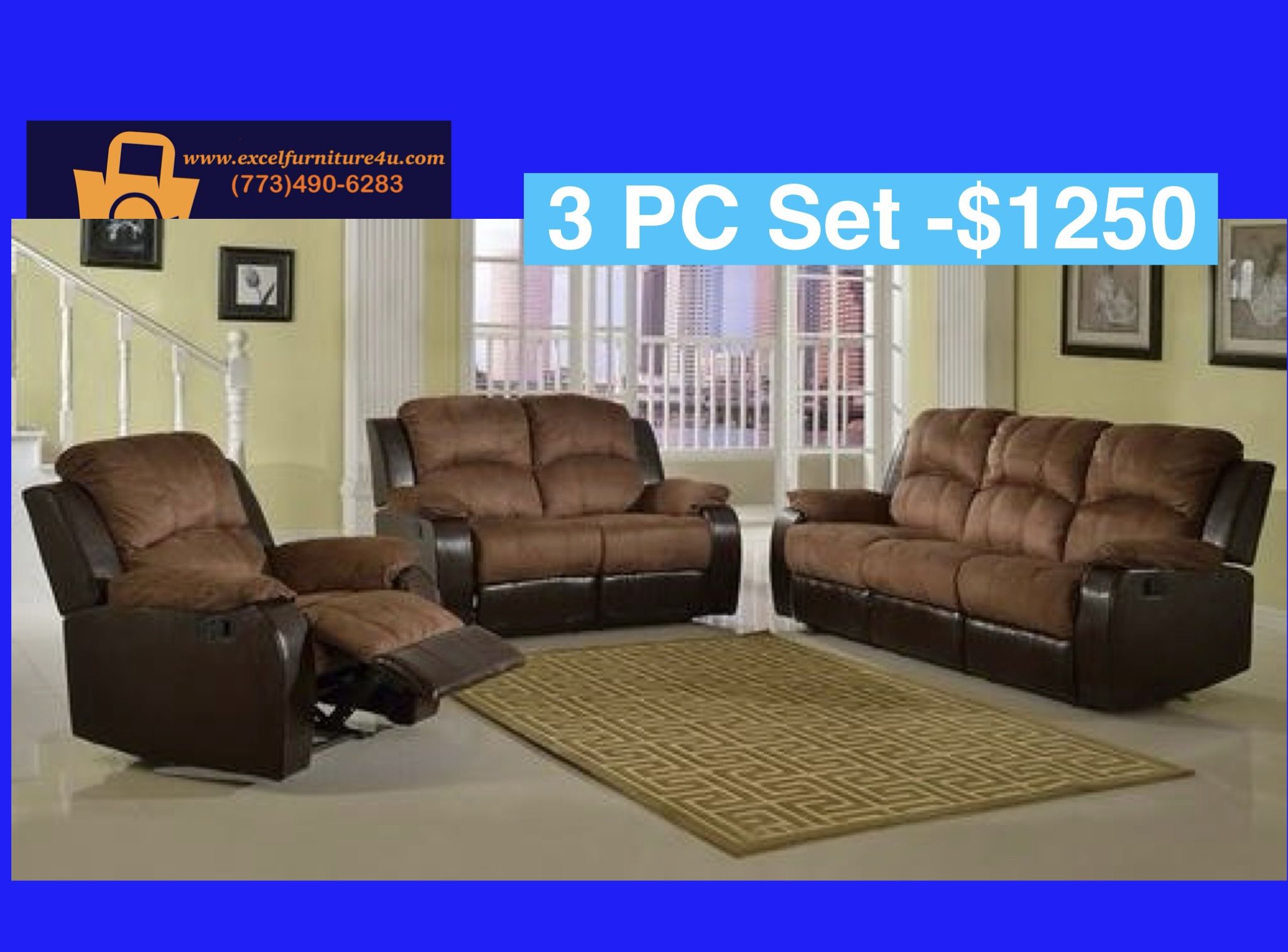 💥FREE DELIVERY💥Brand New 3PC Reclining Sofa Loveseat Chair Set