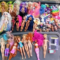 Lot Of LoL Surprise Dolls& Barbie Dolls  And Accessories 