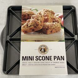 King Arthur Flour cast aluminum mini scone pan with non-stick coating. 9.5”