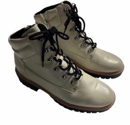 Womens Boots Kennedy Size 9.5 Off White Round Toe Combat Boots 301770