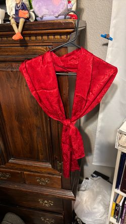Beautiful long 64” x 12” red floral satin scarf