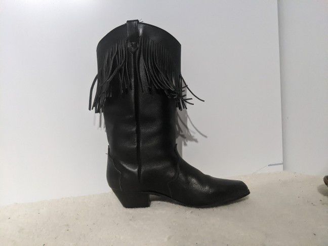 Leather Fringe Boots - Size 6.5