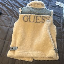 Guess Fur And Denim Vest Size Small