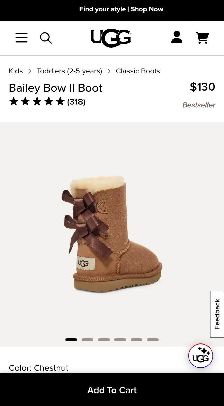 Bailey Bow II Uggs 6 Youth