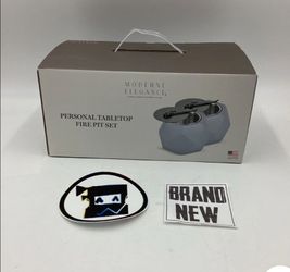 Modern Elegance ~ Fire Pit Set ~ Personal Tabletop Fireplace Set of 2 ~ NIB.  (#0917)