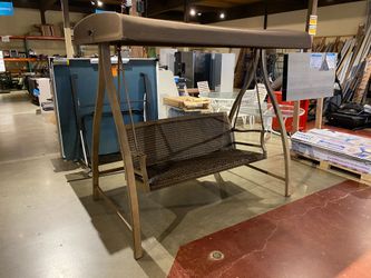 Outdoor Patio Swing With Fabric Canopy
