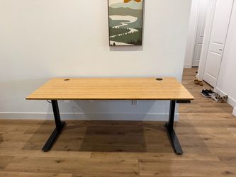 Fully Jarvis Standing Desk, Bamboo top with cord organizer