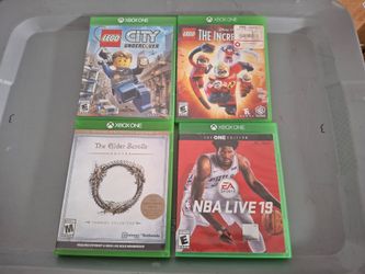 Xbox One Games Lot Lego City Undercover, The Incredibles, Nba Live 19, And Elder scrolls online