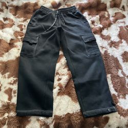 FBCounty Black Cargo Sweatpants With Adjustable Waist And Leg Opening 