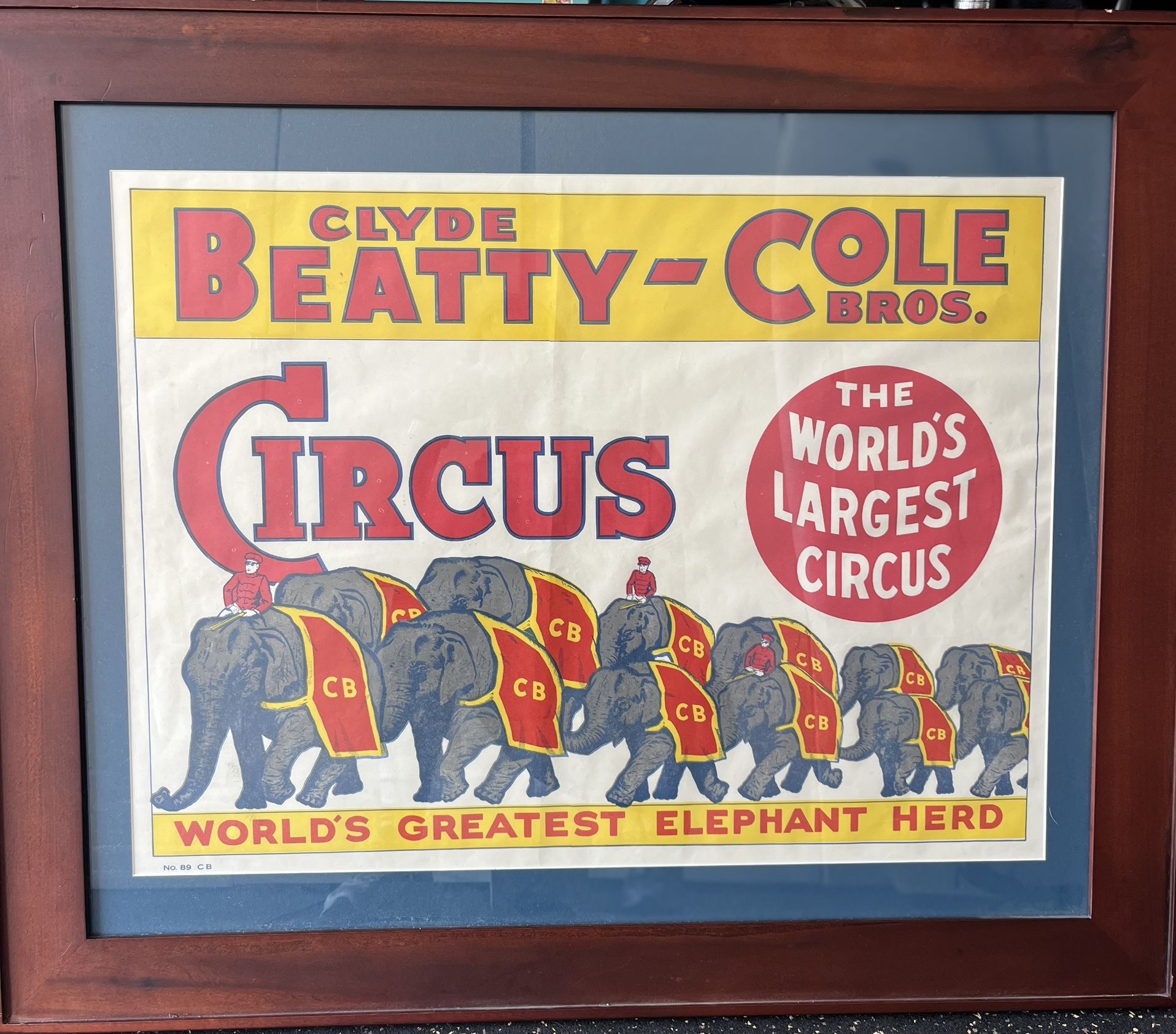 Vintage Beatty Cole circus Framed Poster