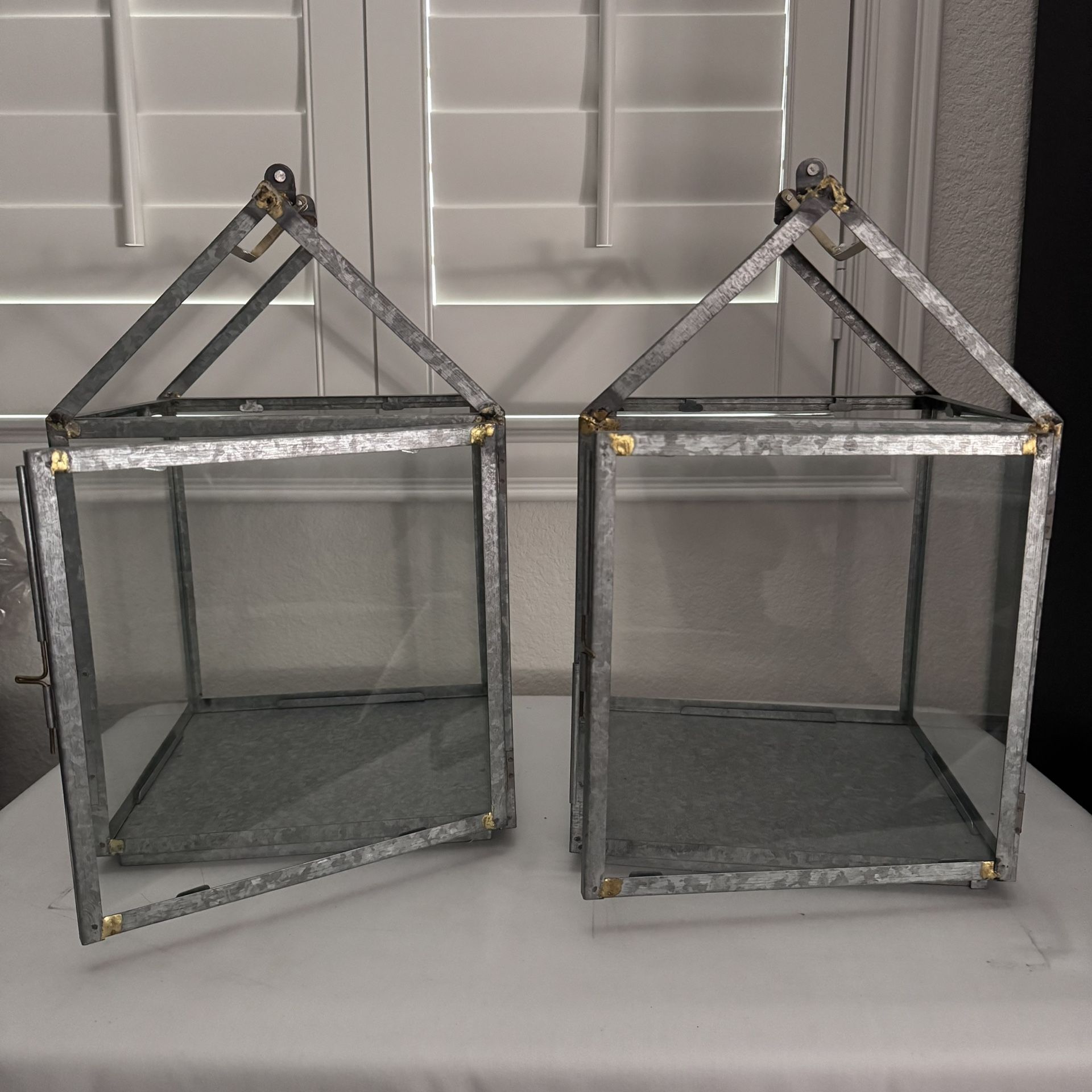 Hearth & Hand from Magnolia Galvanized House Lantern Candle Holder Bundle of 2