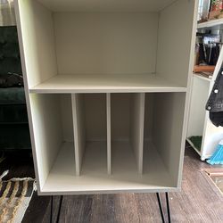 Record player and vinyl cabinet white