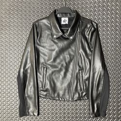 Juicy by Juicy Couture Women's Black Faux Leather Moto Jacket, Size XXL