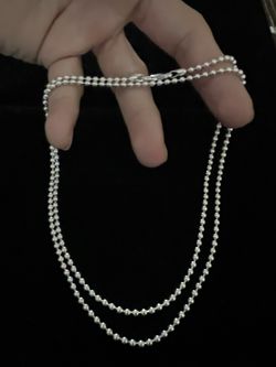 Authentic Emporio Armani Beautiful Long Ball Necklace / Sterling Silver