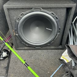 Rockford P1 12” Sub With Amp And After Market Radio 