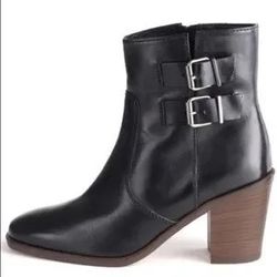 J. CREW Dean Black Leather Ankle Boots size 8