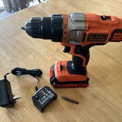 Black&Decker 20V Power Drill w/ Battery, Charger, and Dual Screwdriver Bit