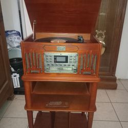 Spirit of St. Louis Phonograph Record Player, a vintage-style audio system that combines several functions. 