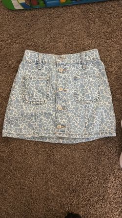 Girls Flower Jean Skirt Size 8