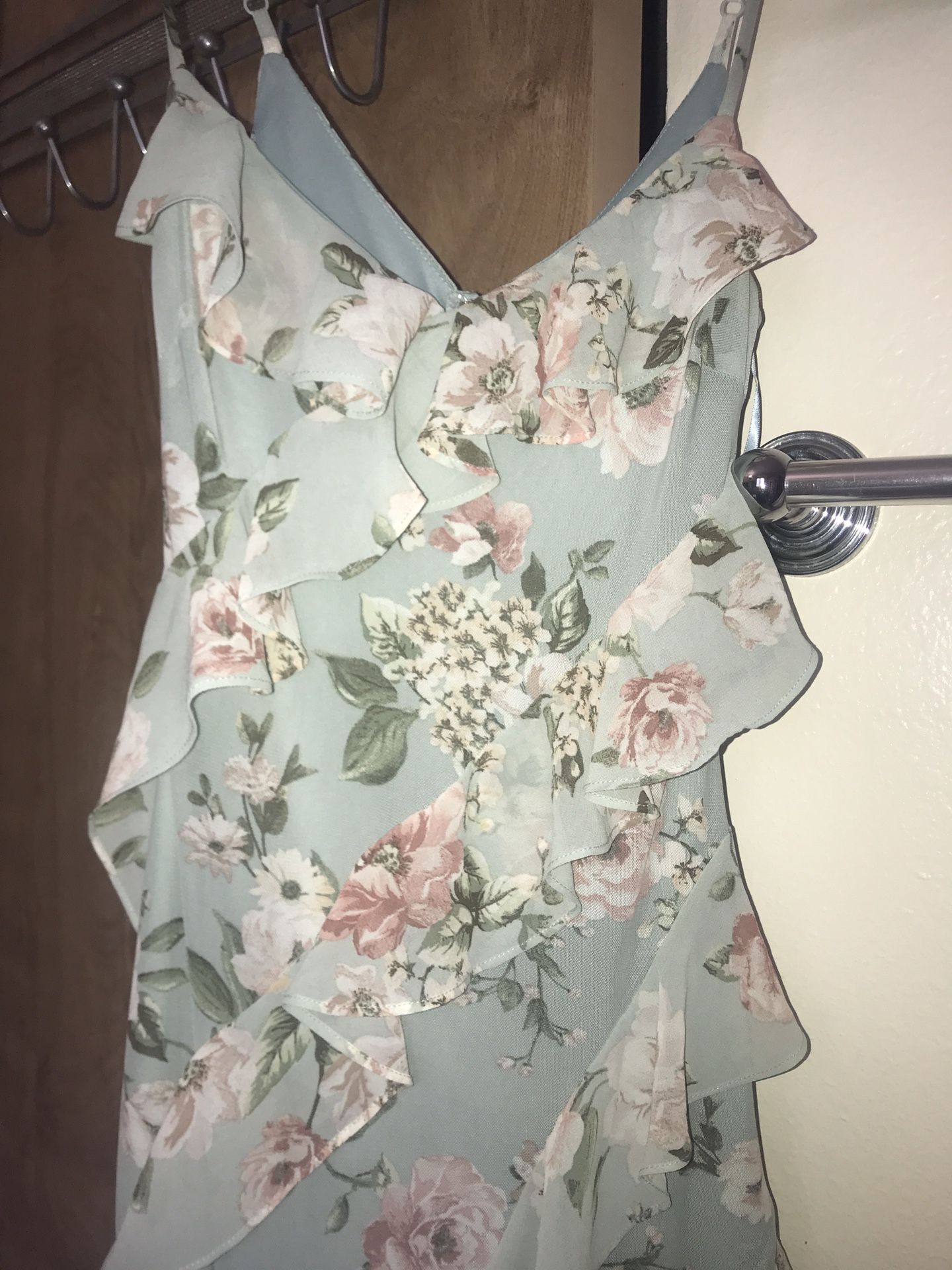 A-line Formal Ruffle Trim Slit Long Dress