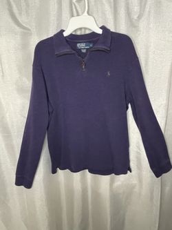 POLO By Ralph Lauren 100% Cotton Sweater Jacket Purple large.