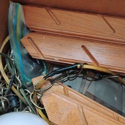 Vintage Del Val Lighted Oak Beams Beveled Glass Swag Hanging Lamp I Inn To