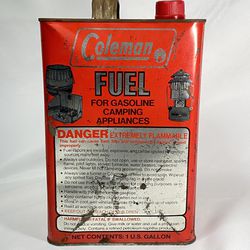 Coleman Gas Can Camping Lantern Fuel Gallon 1970s Metal Can Garage Decor Vintage