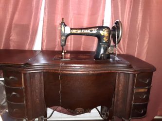The Free Company Antique Sewing Machine and Table