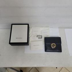 Gucci Interlocking Bifold Wallet 598167 Balck Womens