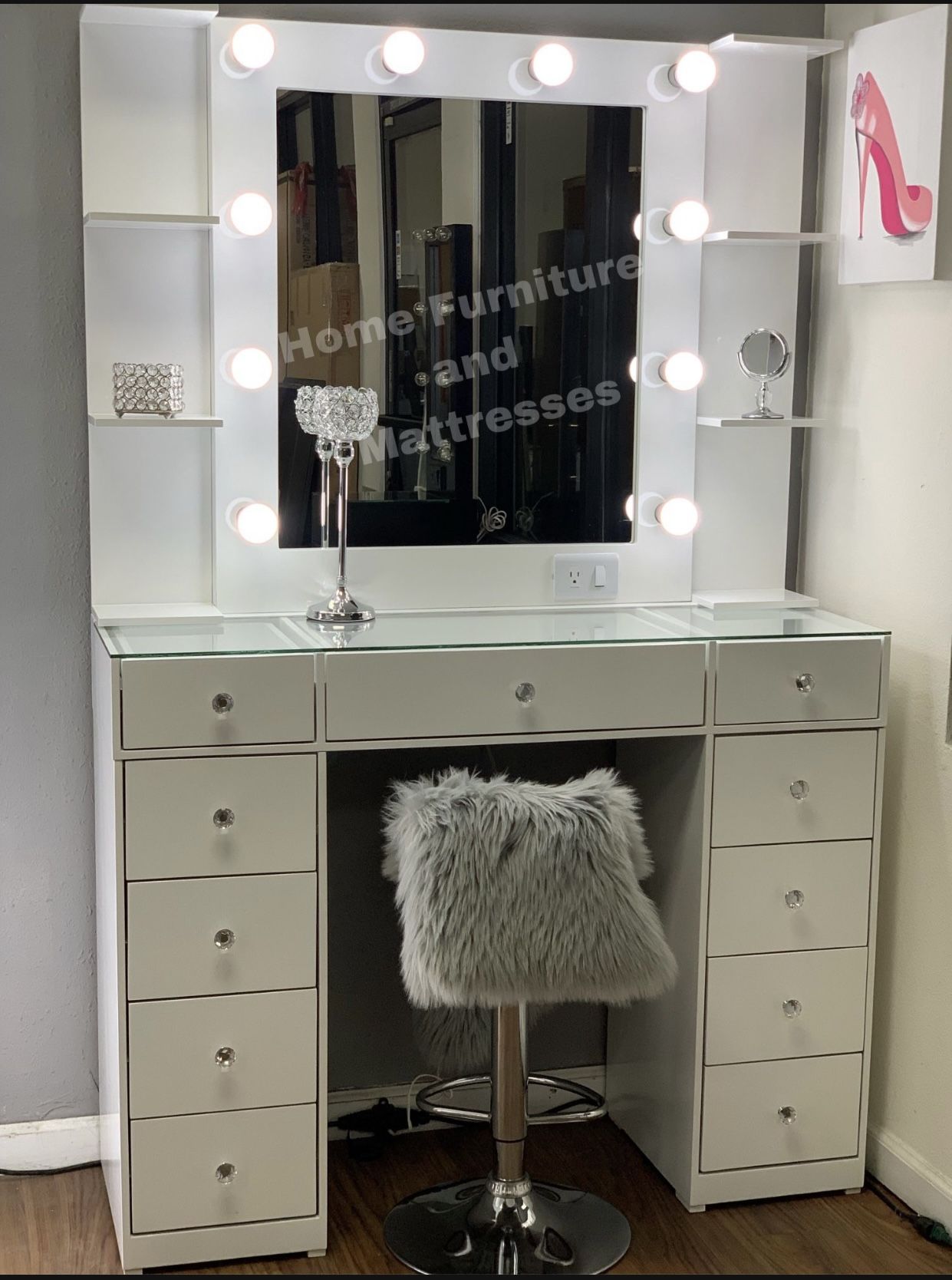 Vanity Set Hollywood Mirror LED Lights Makeup Table✨New