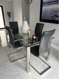 Glass Table w/ Four Chairs
