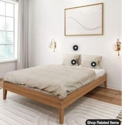 Full Size Wood Platform Bed Frame – Matte Pecan Brown