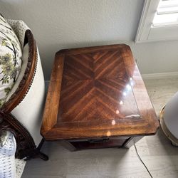 Vintage wooden side table with drawer